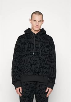 Versace Jeans Couture Graffiti Print Hoodie voor Heren Versace Jeans Couture , Black , Heren - Xl,L,M,S