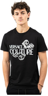 Versace Jeans Couture Grafisch Bedrukt T-Shirt Versace Jeans Couture , Black , Heren - Xl,L,M,S