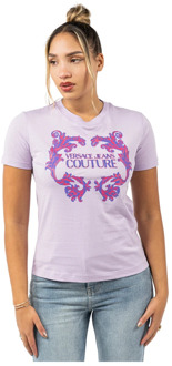Versace Jeans Couture Grafisch Bedrukt T-Shirt Versace Jeans Couture , Purple , Dames - L,M,S