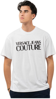 Versace Jeans Couture Grafisch Bedrukt T-Shirt Versace Jeans Couture , White , Heren - 2Xl,Xl,L,M,S