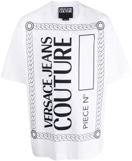 Versace Jeans Couture Grafische Print T-shirts en Polos Versace Jeans Couture , White , Heren - L,M,S