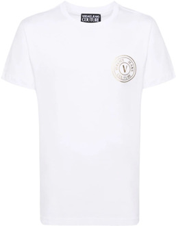 Versace Jeans Couture Grafische Print T-shirts en Polos Versace Jeans Couture , White , Heren - Xl,L,M,S