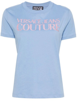 Versace Jeans Couture Heldere Blauwe Logoshirt Versace Jeans Couture , Blue , Dames - M,S,Xs,2Xs
