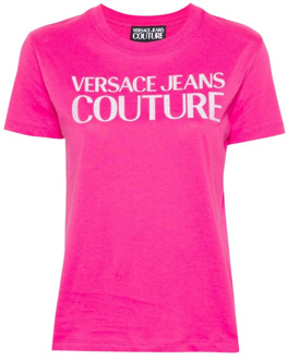 Versace Jeans Couture Iconisch Logo T-shirt Versace Jeans Couture , Pink , Dames - M,S,Xs,2Xs