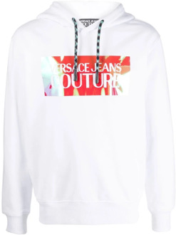 Versace Jeans Couture Iridescent Wit Hoodie Sweatshirt Versace Jeans Couture , White , Heren - Xl,L,M,S