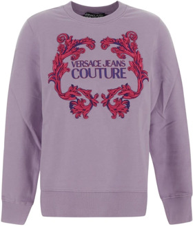 Versace Jeans Couture Katoenen Logo Sweatshirt Versace Jeans Couture , Purple , Dames - L,M,S,Xs