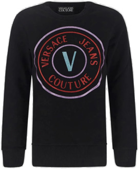 Versace Jeans Couture Katoenen Sweatshirt met Kunst Design Versace Jeans Couture , Black , Dames