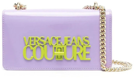 Versace Jeans Couture Lilla Glanzende Schoudertas voor Dames Versace Jeans Couture , Pink , Dames - ONE Size