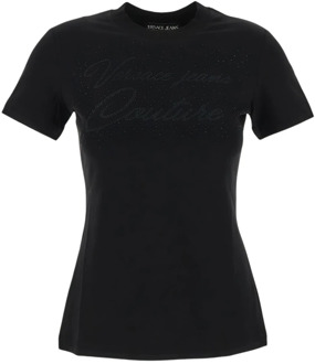Versace Jeans Couture Logo Katoenen T-Shirt Versace Jeans Couture , Black , Dames - S,Xs