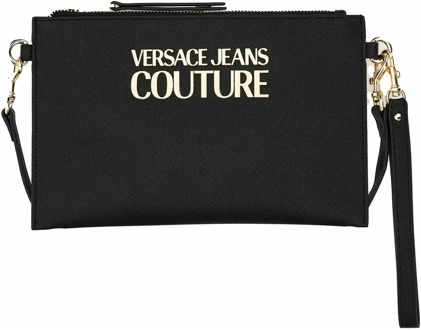 Versace Jeans Couture Logo Lock Saffiano PU Clutch Versace Jeans Couture , Black , Dames - ONE Size