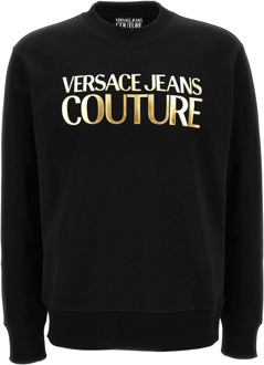 Versace Jeans Couture Logo-Print Katoenen Sweatshirt Zwart Versace Jeans Couture , Black , Heren - 2Xl,Xl,M,S,3Xl