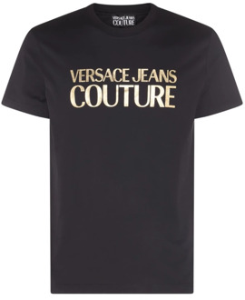 Versace Jeans Couture Logo-Print Katoenen T-shirt Zwart Versace Jeans Couture , Black , Heren - 2Xl,Xl,L,M,S,Xs,3Xl