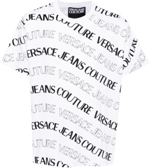 Versace Jeans Couture Logo Print Wit Katoenen T-shirt Versace Jeans Couture , White , Heren - Xl,L,M,S