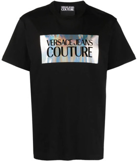 Versace Jeans Couture Luxe Logo T-shirt Holo Zwart Versace Jeans Couture , Black , Heren - S
