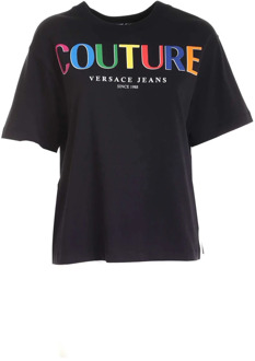Versace Jeans Couture Multicolor Logo T-Shirt Versace Jeans Couture , Black , Dames - Xl,L