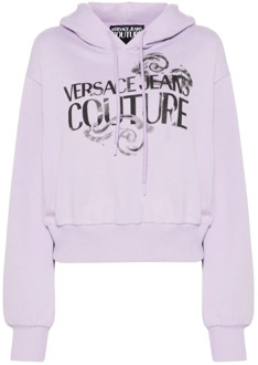 Versace Jeans Couture Paarse Grafische Sweaters Versace Jeans Couture , Purple , Dames - M,S,Xs,2Xs