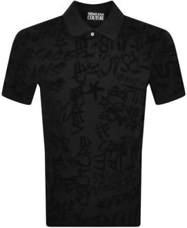Versace Jeans Couture Polo Graffiti Flock Zwart Versace Jeans Couture , Black , Heren - XS