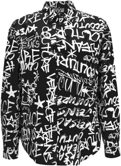 Versace Jeans Couture Print Popeline Co Print Graffiti Overhemd Versace Jeans Couture , Black , Heren - Xl,L,M,S