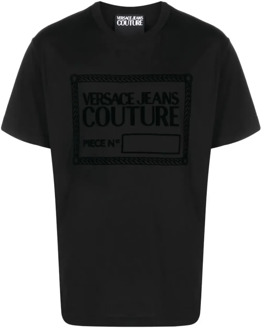 Versace Jeans Couture R Piece T-shirt Flock Zwart Versace Jeans Couture , Black , Heren - S,Xs