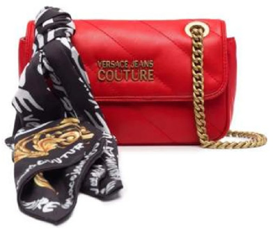 Versace Jeans Couture Rode Gewatteerde Schoudertas met Barok Print Sjaal Versace Jeans Couture , Red , Dames - ONE Size