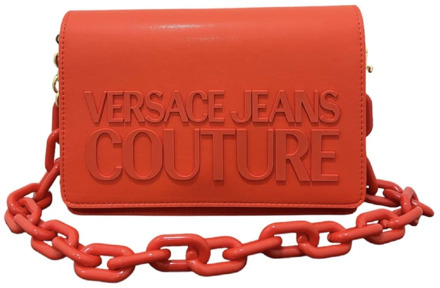 Versace Jeans Couture Rode handtas met contrasterend logo Versace Jeans Couture , Red , Dames - ONE Size