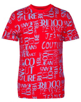 Versace Jeans Couture Rood Logo Print T-shirt voor Heren - XL Versace Jeans Couture , Red , Heren