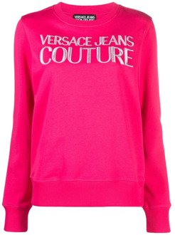 Versace Jeans Couture Roze Katoen Fleece Sweater Versace Jeans Couture , Pink , Dames - Xl,M,S,Xs