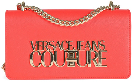 Versace Jeans Couture Saffiano Schoudertas met Logo Plaque Versace Jeans Couture , Red , Dames - ONE Size