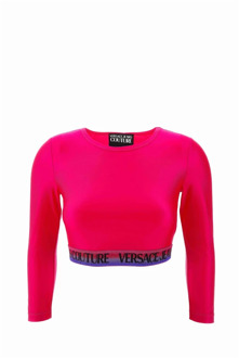 Versace Jeans Couture Stijlvolle longsleeve T-shirt voor vrouwen Versace Jeans Couture , Pink , Dames - M,S,Xs,3Xs,2Xs