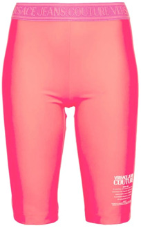 Versace Jeans Couture Stijlvolle Training Leggings Shorts Versace Jeans Couture , Pink , Dames - S,Xs,2Xs