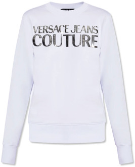 Versace Jeans Couture Sweatshirt met logo Versace Jeans Couture , White , Dames - Xl,M,S,Xs