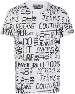 Versace Jeans Couture T-Shirt met Doodle Logo Print Versace Jeans Couture , White , Heren - S