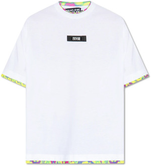 Versace Jeans Couture T-shirt met logo patch Versace Jeans Couture , White , Heren - 2Xl,Xl,L,M