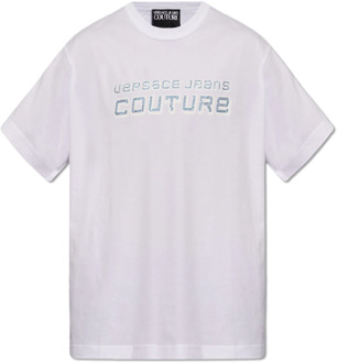 Versace Jeans Couture T-shirt met logo-print Versace Jeans Couture , White , Heren - 2Xl,Xl,L,M,S