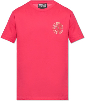 Versace Jeans Couture T-shirt met logo Versace Jeans Couture , Pink , Heren - 2Xl,S