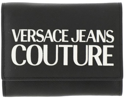 Versace Jeans Couture Tactiele Logo Portemonnee - Saffiano Leer Versace Jeans Couture , Black , Heren - ONE Size