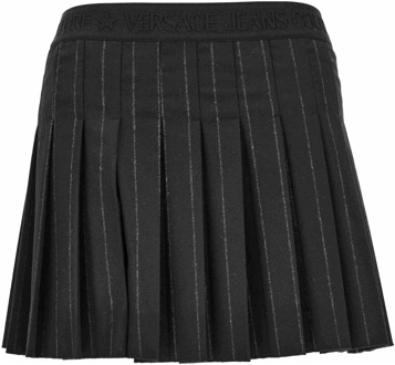 Versace Jeans Couture Tailoring Wool Stripes Mini Rok Versace Jeans Couture , Black , Dames - L,M,S,Xs,2Xs,3Xs