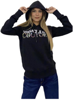 Versace Jeans Couture Trainingsshirt, Comfortabele en Stijlvolle Hoodie voor Vrouwen Versace Jeans Couture , Black , Dames - L,M,S,Xs