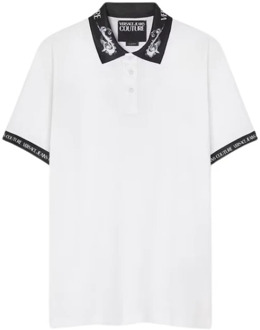 Versace Jeans Couture Waterverf Polo Wit Versace Jeans Couture , White , Heren - 2Xl,Xl,L,M,S,3Xl