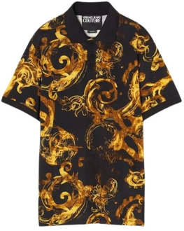 Versace Jeans Couture Waterverf Polo Zwart Versace Jeans Couture , Multicolor , Heren - 2Xl,Xl,M,S,3Xl