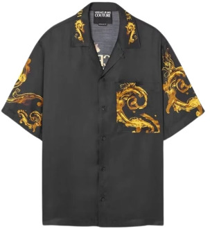 Versace Jeans Couture Waterverf Zwart Shirt Versace Jeans Couture , Black , Heren - L,M,S,Xs