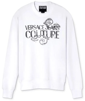 Versace Jeans Couture Wit Barok Patroon Sweatshirt Versace Jeans Couture , White , Heren - L,M,S