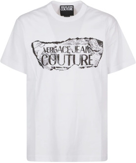 Versace Jeans Couture Wit Magazine Logo T-Shirt Versace Jeans Couture , White , Heren - 2Xl,Xl,L,M,S