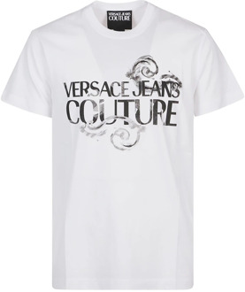 Versace Jeans Couture Wit Watercolor Logo T-Shirt Versace Jeans Couture , White , Heren - 2Xl,Xl,L,M,S