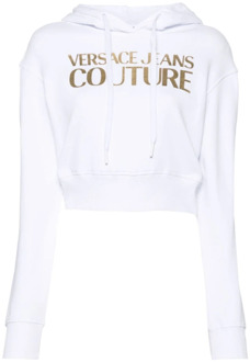 Versace Jeans Couture Witte Hoodie voor Vrouwen Versace Jeans Couture , White , Dames - Xl,L,M,S,Xs,2Xs