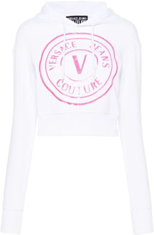 Versace Jeans Couture Witte Hoodie voor Vrouwen Versace Jeans Couture , White , Dames - Xl,L,M,Xs,2Xs