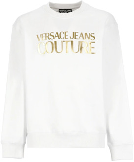 Versace Jeans Couture Witte Katoenen Crewneck Sweatshirt Versace Jeans Couture , White , Heren - Xl,L,M,S