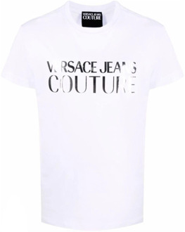 Versace Jeans Couture Witte Korte Mouw Logo T-shirt Versace Jeans Couture , White , Heren - 2XL