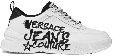 Versace Jeans Couture Witte Leren Sneakers voor Heren Versace Jeans Couture , White , Heren - 43 Eu,44 Eu,42 Eu,41 EU
