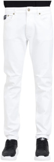 Versace Jeans Couture Witte smalle broek met gouden logo Versace Jeans Couture , White , Heren - W35,W38,W33,W34,W32,W36